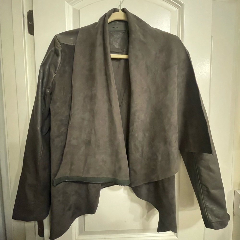 Suede and leather grey jacket
